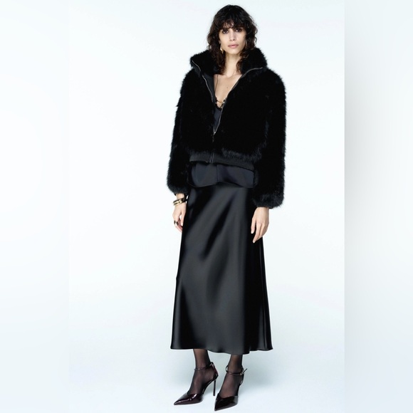 Zara Black Faux Fur Teddy Bomber Jacket - Picture 10 of 10